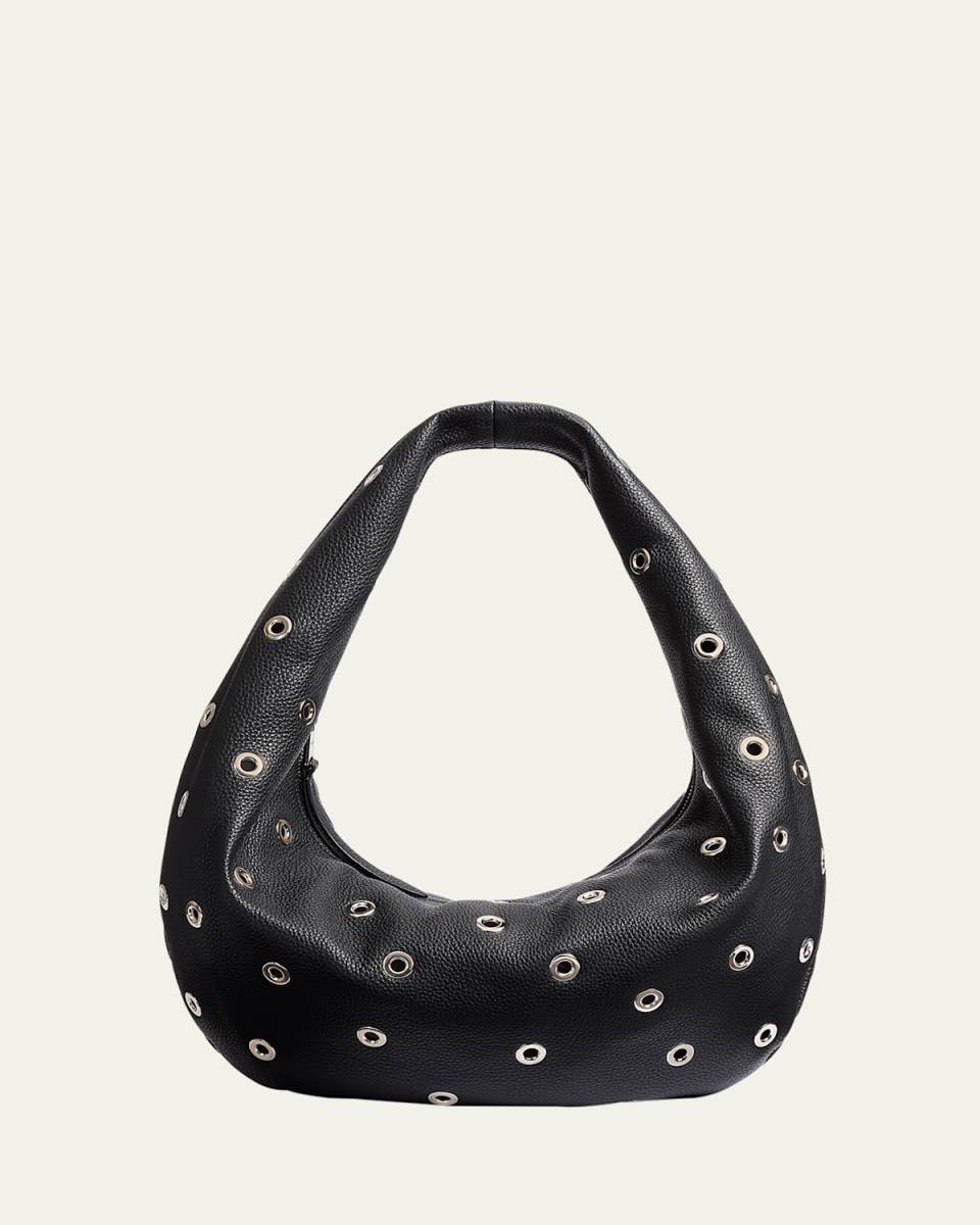 Olivia Medium Grommet Pebbled Calfskin Hobo Bag